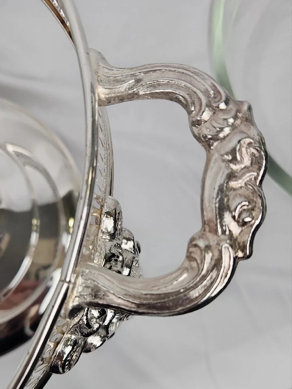 Vntg English Silver/Leonard Silverplated Chaffing Dish Anchor Hocking Glass Bowl